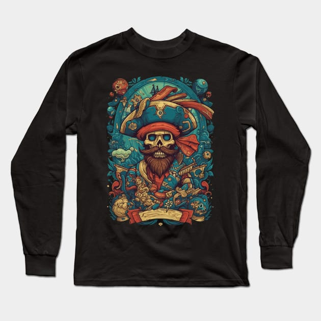 Pirate skull Long Sleeve T-Shirt by JORDYGRAPH